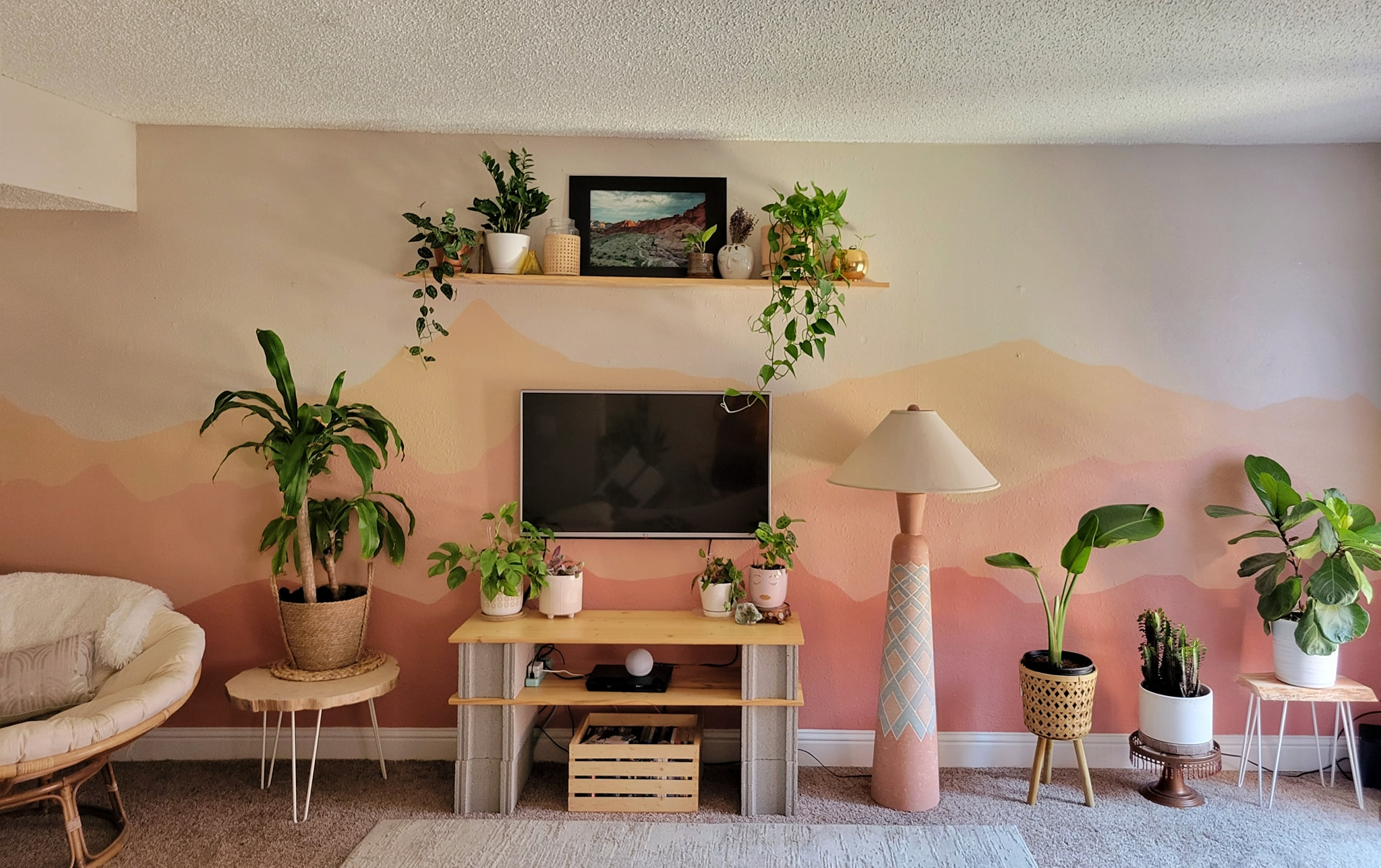 Serene Living Room Mural Inspiration