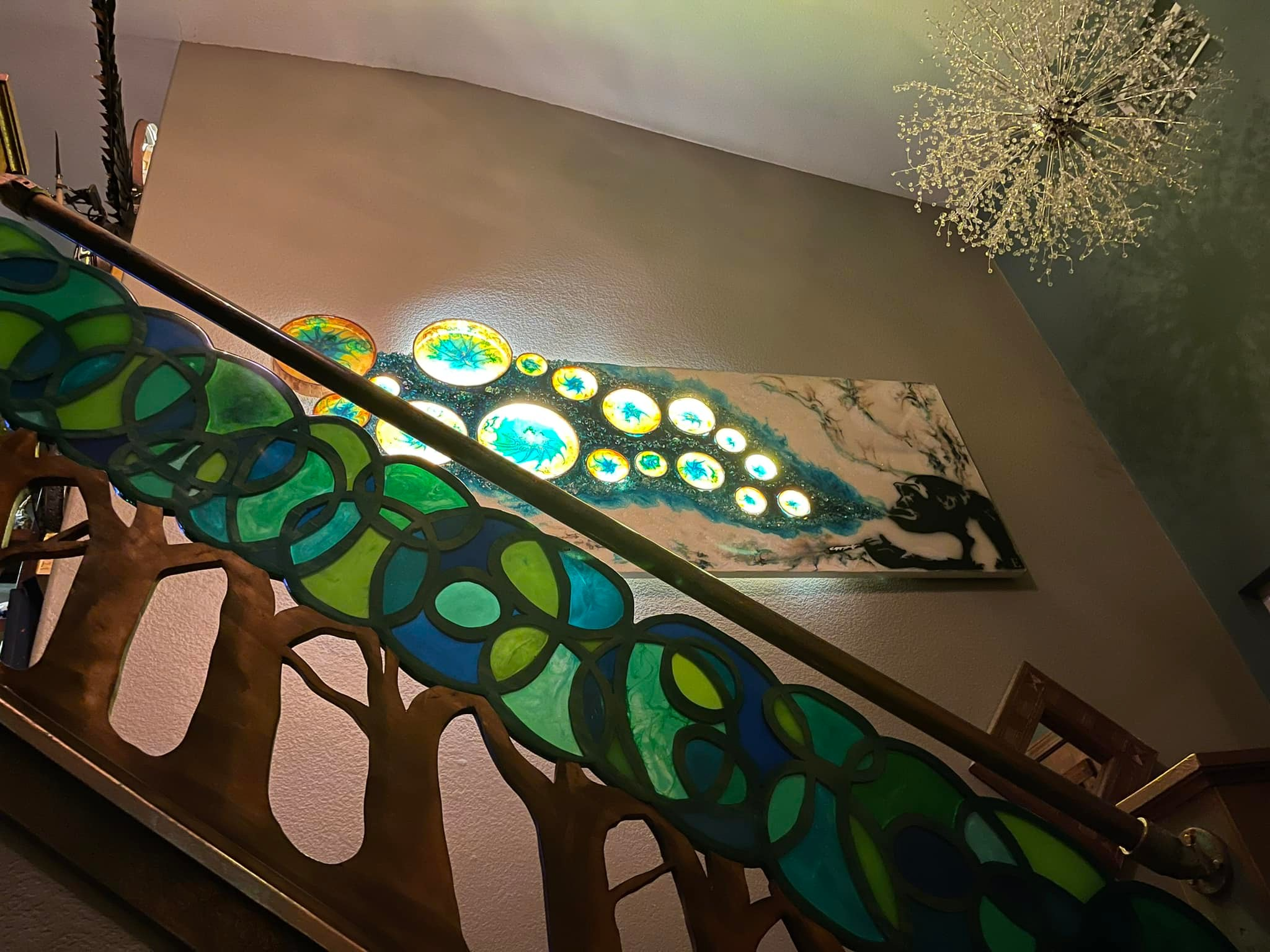 Stained Glass Bannister Remodel with Magical Detail