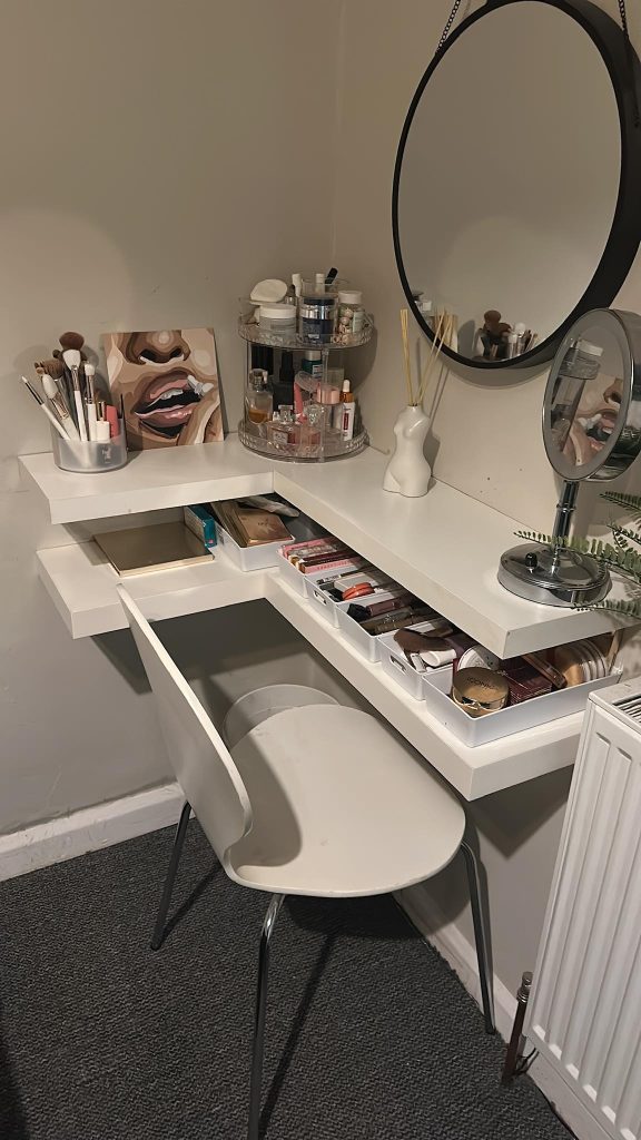 Small IKEA vanity table for compact bedroom decor